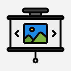 Gallery presentation icon in filled line style, use for website mobile app presentation