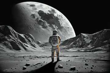 Fototapeta na wymiar man on the moon. Generative AI 