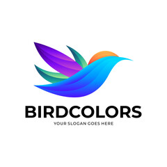 Vector logo illustration bird gradient colorful style