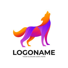 Logo icon ilustration Wolf gradient colorful style