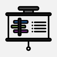 Gantt chart presentation icon in filled line style, use for website mobile app presentation