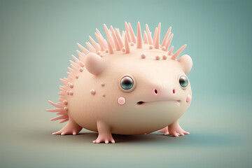 Axolotl mexican salamander, rubber squishy generative ai illustration, on neutral background with copy space