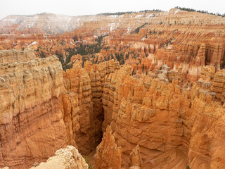 Gorgeous red colored hoodoo formations in Bryce Canyon National Park in Utah, USA.