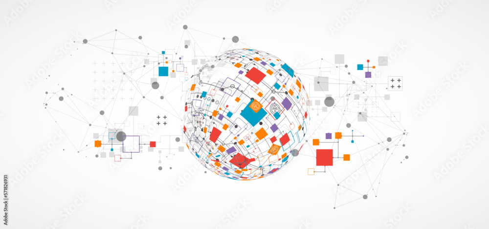 Poster abstract technology sphere background. global network consept.