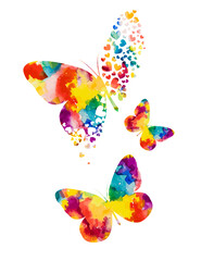 Colored butterfly with hearts. Happy Valentine's Day . Vector illustration
