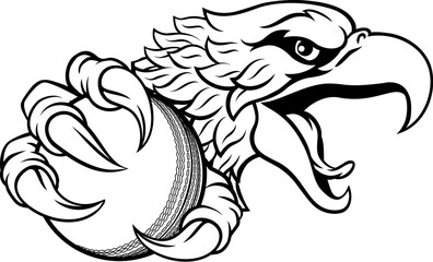 An eagle or hawk cricket ball cartoon sports team mascot
