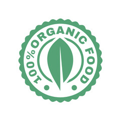 100% organic food guarantee label stamp vector. Fruit logo vector