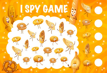 I spy game with cartoon bakery bread characters