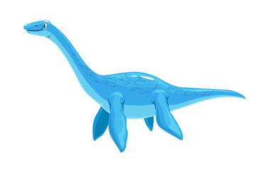 Cartoon plesiosaur dinosaur, underwater lizard