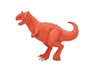 Cartoon carnotaurus dinosaur character, vector