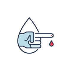 Blood Test from Finger vector concept colored icon or logo