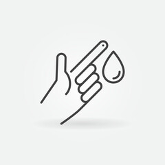 Finger with Blood Drop vector Diabetes Diagnostics concept line icon