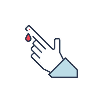 Blood Test vector Finger and Red Drop concept colored icon