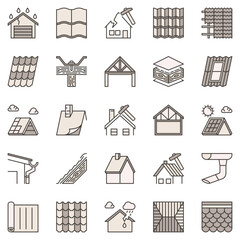 Roof Repair colored icons set. Roofing and Housetop concept signs © tentacula