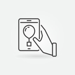 Smartphone with Radiosonde or Weather Balloon App vector outline icon