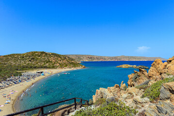Fototapeta premium Palmenstrand von Vai an der Ostküste der griechischen Mittelmeerinsel Kreta