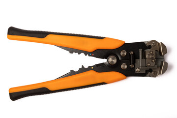 Fototapeta premium Automatic insulation stripper isolated on white background. insulation stripper for stripping wires.