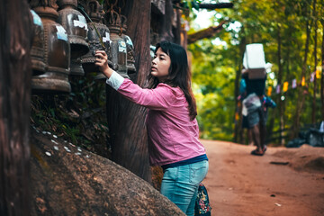 adventure, back view, backpack, backpacker, climber, concept, destination, environment, exploring nature, female, forward, freedom, goal, happiness, happy, hiker, hiking, hill, journey, landscape, lif