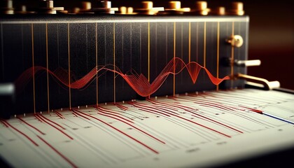 A seismograph registers vibrations created by seismic waves. Futuristic Concept. Generative AI