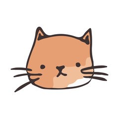 Cute cat face cartoon character sketch vector illustration, print design, children print on t-shirt girl or boy
