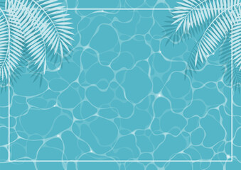 Fototapeta na wymiar Vector Rippled Swimming Pool With Palm Leaves Abstract Background Illustration. 