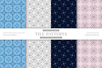 hand drawn vintage tile patterns collection 3