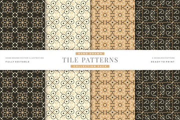 hand drawn vintage tile patterns collection 6