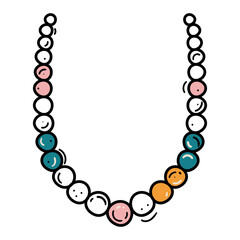 Doodle necklace. Hand drawn beads isolated on white background. Woman neck decoration