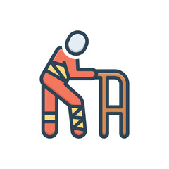 Color illustration icon for injured