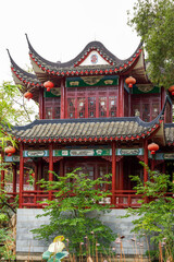 Chinese traditional classical lotus pond garden and architectural landscape