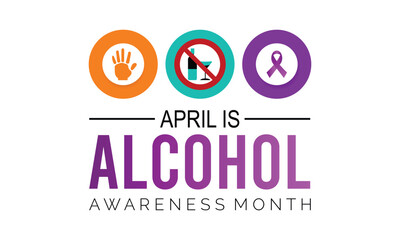  Vector illustration on the theme of Alcohol awareness month observed on April 1st to 30th. Template for background, banner, card, poster with text inscription.