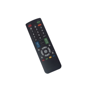 black television remote control isolated on white background
