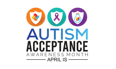  National autism awareness month. Vector banner, poster, flyer, greeting card for social media with the text National autism awareness month April.