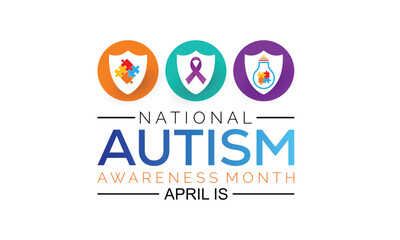  National autism awareness month. Vector banner, poster, flyer, greeting card for social media with the text National autism awareness month April.