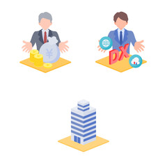 起業 融資・資金相談 デジタルトランスフォーメーション（DX） イラストセット