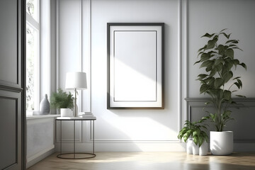 Blank frame in home interior background