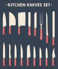 Set of flat Knives vector Object Illustration