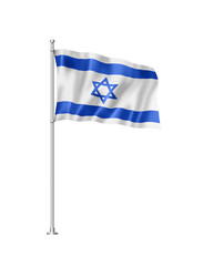 Israeli flag isolated on white