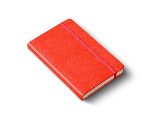 Red closed notebook isolated on white