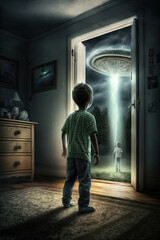 UFO, Alien Invasion, War of the Worlds, kidnapping. Ai generative