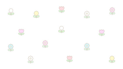 レトロな破線のお花壁紙♪PNG