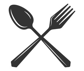 Set of fork and knife on a plate. Cutlery fork spoon and plate. vector sketch isolated	
