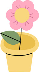 pink flower in a pot flat style