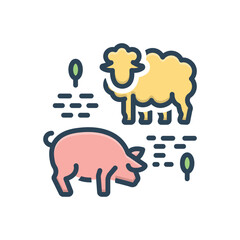 Color illustration icon for livestock
