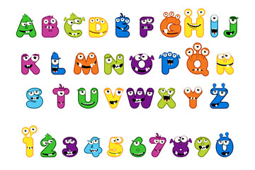 Cute Monster Alphabet and monster numbers © babysofja
