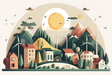 Simple Minimal Geometric Flat Style Illustration Made with Generative AI