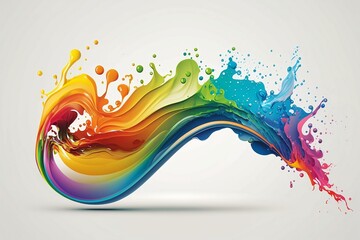 Rainbow Wave Colorful Paint Splash Isolated Made with Generative AI