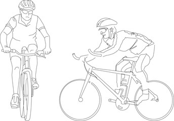 Vector illustration of a professional bicycle racer's silhouette