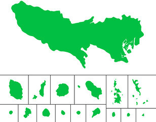 東京都　地図　緑色　イラスト