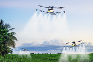 drones for agriculture and forestry spray chemicals in the farm